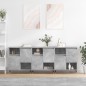 vidaXL Aparadores 3 uds madera contrachapada gris hormigón vidaXL Aparadores 3 uds madera contrachapada gris hormigón