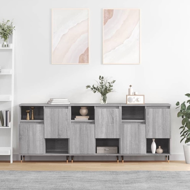 vidaXL Aparadores 3 uds madera contrachapada gris Sonoma vidaXL Aparadores 3 uds madera contrachapada gris Sonoma