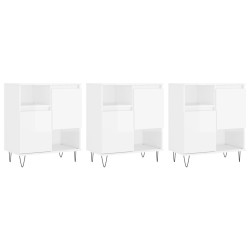 vidaXL Aparadores 3 uds madera contrachapada blanco brillo