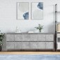 vidaXL Aparadores 3 uds madera contrachapada gris hormigón vidaXL Aparadores 3 uds madera contrachapada gris hormigón