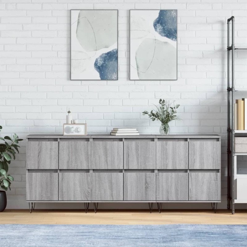 vidaXL Aparadores 3 uds madera contrachapada gris Sonoma vidaXL Aparadores 3 uds madera contrachapada gris Sonoma