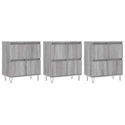 vidaXL Aparadores 3 uds madera contrachapada gris Sonoma