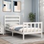 vidaXL Estructura de cama individual con cabecero madera maciza blanco vidaXL Estructura de cama individual con cabecero madera maciza blanco