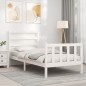 vidaXL Estructura de cama individual con cabecero madera maciza blanco vidaXL Estructura de cama individual con cabecero madera maciza blanco
