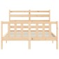 vidaXL Estructura de cama de matrimonio con cabecero madera maciza vidaXL Estructura de cama de matrimonio con cabecero madera maciza