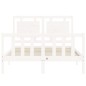 vidaXL Estructura cama de matrimonio con cabecero madera maciza blanco