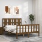 vidaXL Estructura de cama matrimonio con cabecero madera marrón miel vidaXL Estructura de cama matrimonio con cabecero madera marrón miel