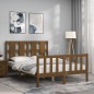 vidaXL Estructura de cama matrimonio con cabecero madera marrón miel vidaXL Estructura de cama matrimonio con cabecero madera marrón miel