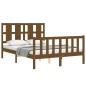 vidaXL Estructura de cama matrimonio con cabecero madera marrón miel vidaXL Estructura de cama matrimonio con cabecero madera marrón miel