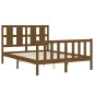 vidaXL Estructura de cama matrimonio con cabecero madera marrón miel vidaXL Estructura de cama matrimonio con cabecero madera marrón miel