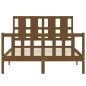vidaXL Estructura de cama matrimonio con cabecero madera marrón miel vidaXL Estructura de cama matrimonio con cabecero madera marrón miel