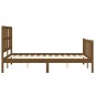 vidaXL Estructura de cama matrimonio con cabecero madera marrón miel vidaXL Estructura de cama matrimonio con cabecero madera marrón miel