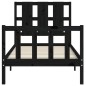 vidaXL Estructura de cama con cabecero madera maciza negro 100x200 cm vidaXL Estructura de cama con cabecero madera maciza negro 100x200 cm