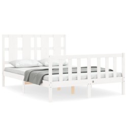 vidaXL Estructura de cama con cabecero madera maciza blanco 120x200 cm