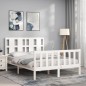 vidaXL Estructura de cama con cabecero madera maciza blanco 120x200 cm