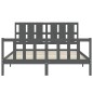 vidaXL Estructura de cama matrimonio con cabecero madera maciza gris