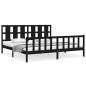 vidaXL Estructura de cama con cabecero madera maciza negro 180x200 cm