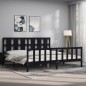 vidaXL Estructura de cama con cabecero madera maciza negro 180x200 cm