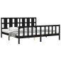 vidaXL Estructura de cama con cabecero madera maciza negro 180x200 cm