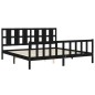 vidaXL Estructura de cama con cabecero madera maciza negro 180x200 cm