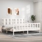 vidaXL Estructura de cama con cabecero madera maciza blanco 200x200 cm vidaXL Estructura de cama con cabecero madera maciza blanco 200x200 cm