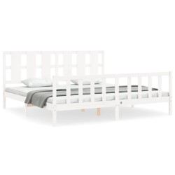 vidaXL Estructura de cama con cabecero madera maciza blanco 200x200 cm