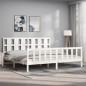 vidaXL Estructura de cama con cabecero madera maciza blanco 200x200 cm vidaXL Estructura de cama con cabecero madera maciza blanco 200x200 cm