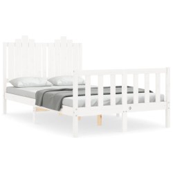 vidaXL Estructura cama de matrimonio con cabecero madera maciza blanco