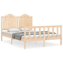 vidaXL Estructura de cama de matrimonio con cabecero madera maciza