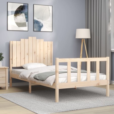 vidaXL Estructura de cama con cabecero madera maciza 100x200 cm