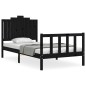 vidaXL Estructura de cama con cabecero madera maciza negro 100x200 cm vidaXL Estructura de cama con cabecero madera maciza negro 100x200 cm