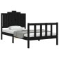 vidaXL Estructura de cama con cabecero madera maciza negro 100x200 cm vidaXL Estructura de cama con cabecero madera maciza negro 100x200 cm