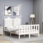 vidaXL Estructura de cama con cabecero madera maciza blanco 120x200 cm vidaXL Estructura de cama con cabecero madera maciza blanco 120x200 cm