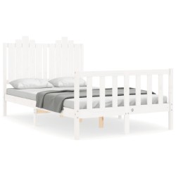 vidaXL Estructura de cama con cabecero madera maciza blanco 120x200 cm