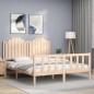 vidaXL Estructura de cama de matrimonio con cabecero madera maciza vidaXL Estructura de cama de matrimonio con cabecero madera maciza