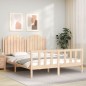 vidaXL Estructura de cama de matrimonio con cabecero madera maciza vidaXL Estructura de cama de matrimonio con cabecero madera maciza