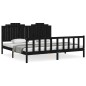 vidaXL Estructura de cama con cabecero madera maciza negro 200x200 cm vidaXL Estructura de cama con cabecero madera maciza negro 200x200 cm