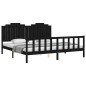 vidaXL Estructura de cama con cabecero madera maciza negro 200x200 cm vidaXL Estructura de cama con cabecero madera maciza negro 200x200 cm