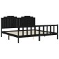 vidaXL Estructura de cama con cabecero madera maciza negro 200x200 cm vidaXL Estructura de cama con cabecero madera maciza negro 200x200 cm