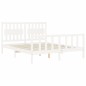 vidaXL Estructura de cama matrimonio con cabecero madera maciza blanco vidaXL Estructura de cama matrimonio con cabecero madera maciza blanco