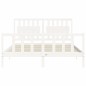 vidaXL Estructura de cama matrimonio con cabecero madera maciza blanco vidaXL Estructura de cama matrimonio con cabecero madera maciza blanco