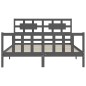 vidaXL Estructura de cama matrimonio con cabecero madera maciza gris vidaXL Estructura de cama matrimonio con cabecero madera maciza gris