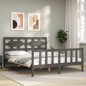 vidaXL Estructura de cama con cabecero madera maciza gris 160x200 cm