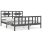 vidaXL Estructura de cama con cabecero madera maciza gris 160x200 cm