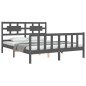 vidaXL Estructura de cama con cabecero madera maciza gris 160x200 cm