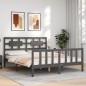 vidaXL Estructura de cama con cabecero madera maciza gris 160x200 cm