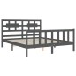 vidaXL Estructura de cama con cabecero madera maciza gris 160x200 cm