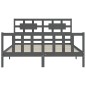 vidaXL Estructura de cama con cabecero madera maciza gris 160x200 cm