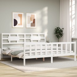 vidaXL Estructura de cama con cabecero madera maciza blanco 200x200 cm