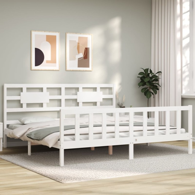 vidaXL Estructura de cama con cabecero madera maciza blanco 200x200 cm